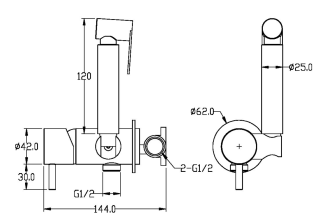 Гигиенический душ Boheme Venturo 467-SGM со смесителем антрацит глянец